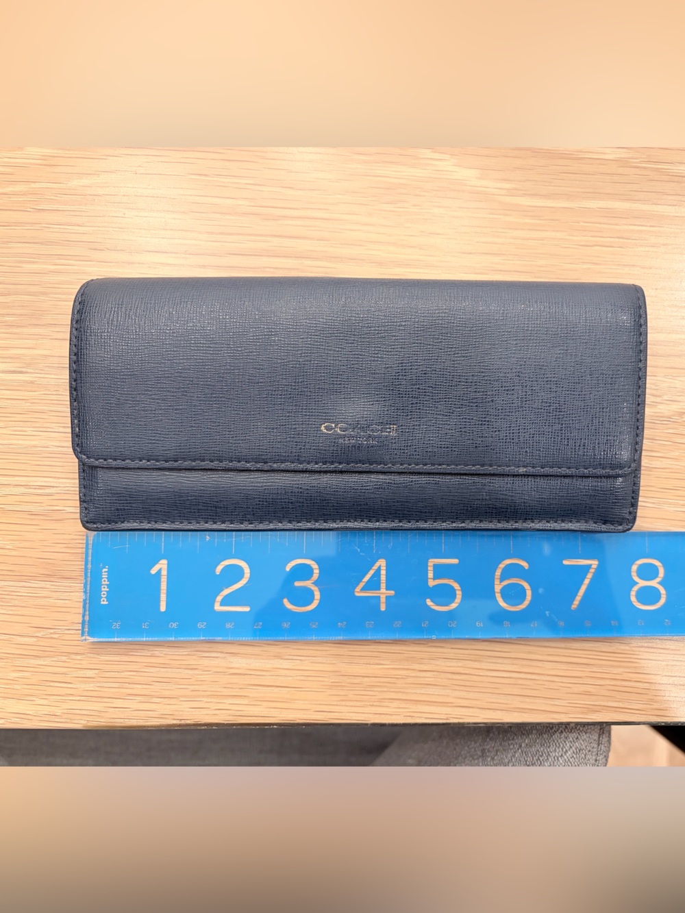Coach Navy Textured Wallet with Gold hardware
